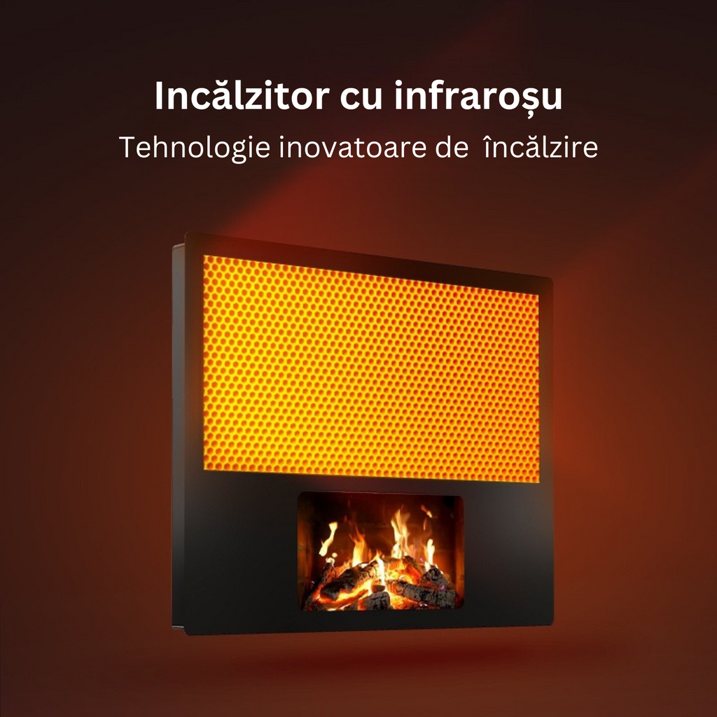 Panoul radiant Novosun cu aspect de șemineu și proiecție de flacără LCD - 1700W