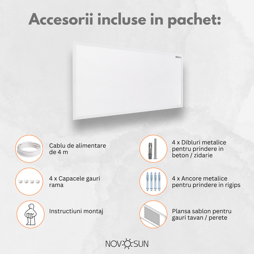 Accesorii incluse panou radiant premium Novosun