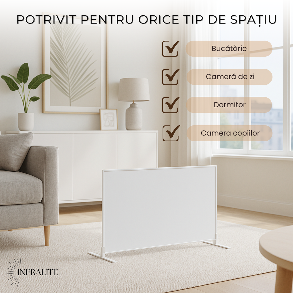 Panou radiant cu infrarosu INFRALITE cu termostat Wifi incorporat si telecomanda 