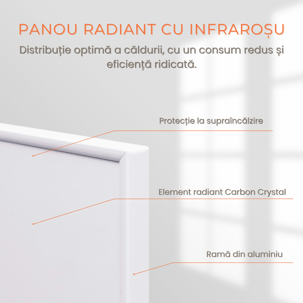 Panou radiant cu infrarosu INFRALITE cu termostat Wifi incorporat si telecomanda 