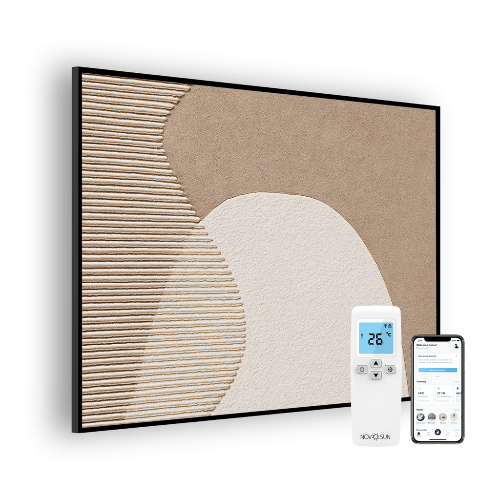 Panou radiant premium NovoSun ART cu termostat cu Wifi si telecomanda - Beige